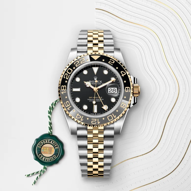 Rolex GMT-Master II in Rolesor giallo (combinazione di acciaio Oystersteel e oro giallo), M126713GRNR-0001 - Verga 1947