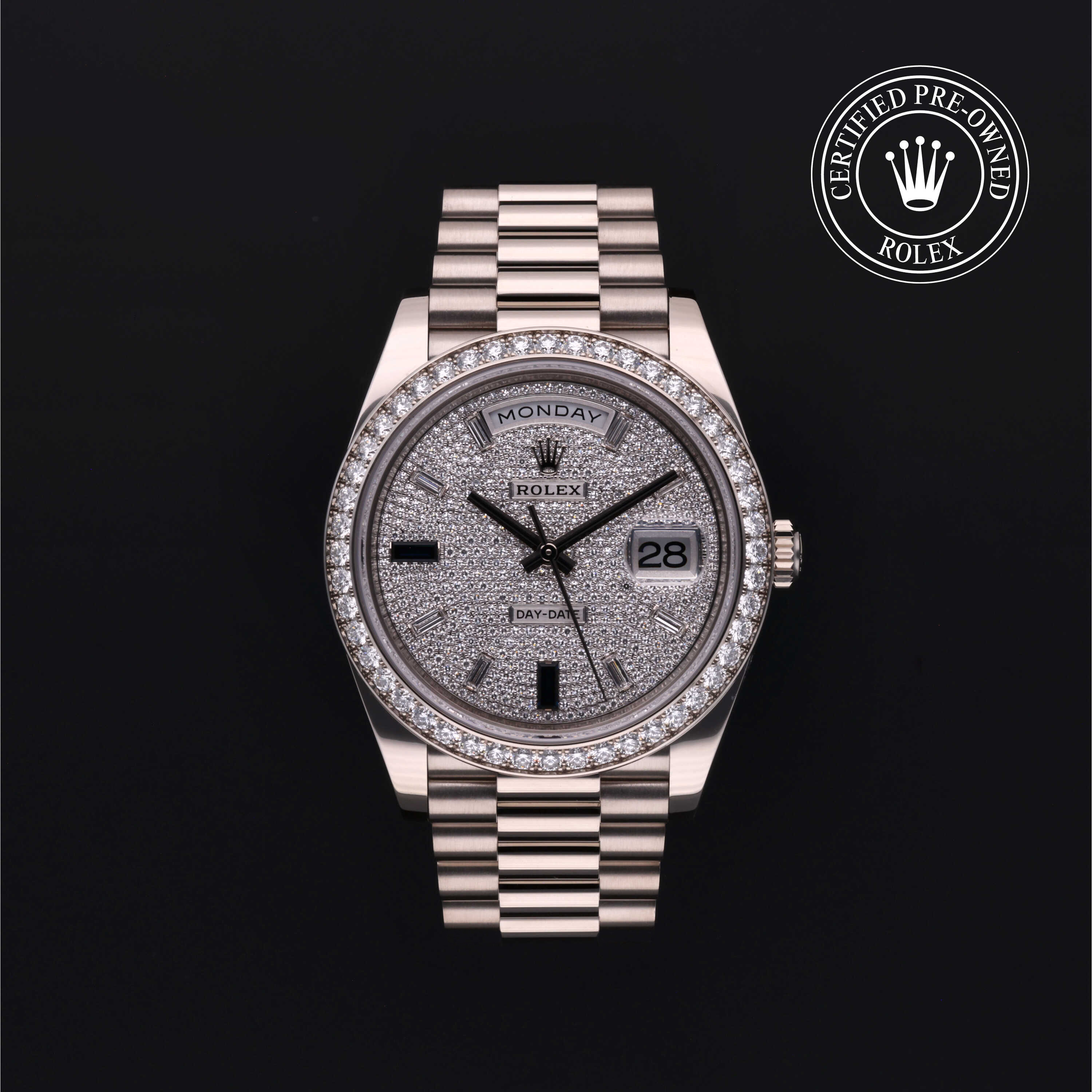 Rolex Certified Pre-Owned Oyster Perpetual 40 in Gold 18 Carat White, 228349RBR | Verga 1947