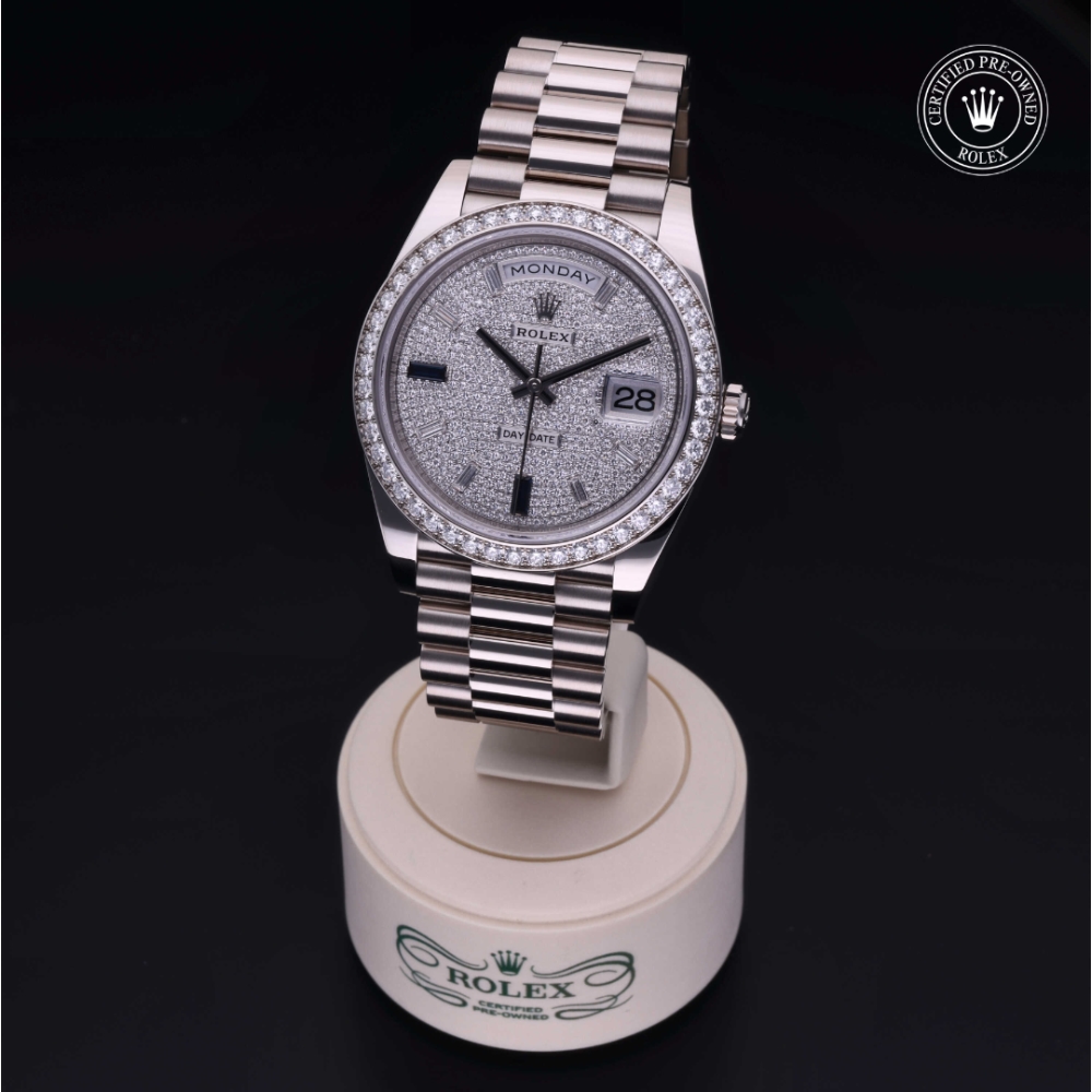 Rolex Certified Pre-Owned Oyster Perpetual 40 in Gold 18 Carat White, 228349RBR | Verga 1947