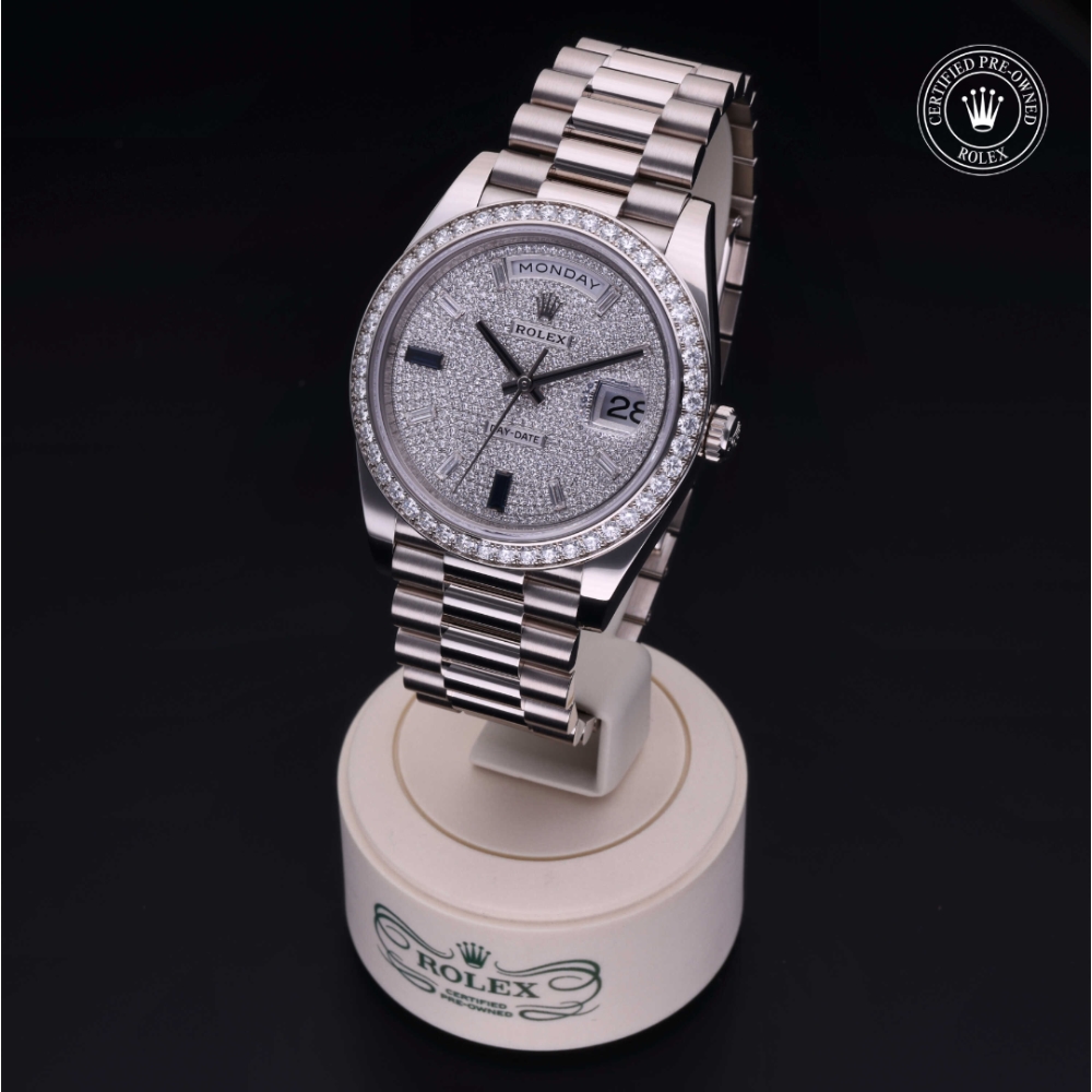 Rolex Certified Pre-Owned Oyster Perpetual 40 in Gold 18 Carat White, 228349RBR | Verga 1947