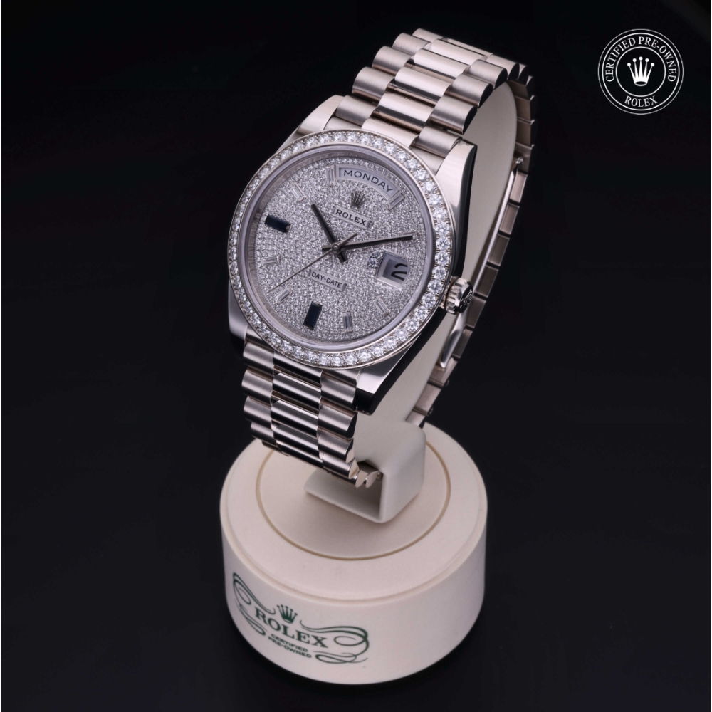 Rolex Certified Pre-Owned Oyster Perpetual 40 in Gold 18 Carat White, 228349RBR | Verga 1947