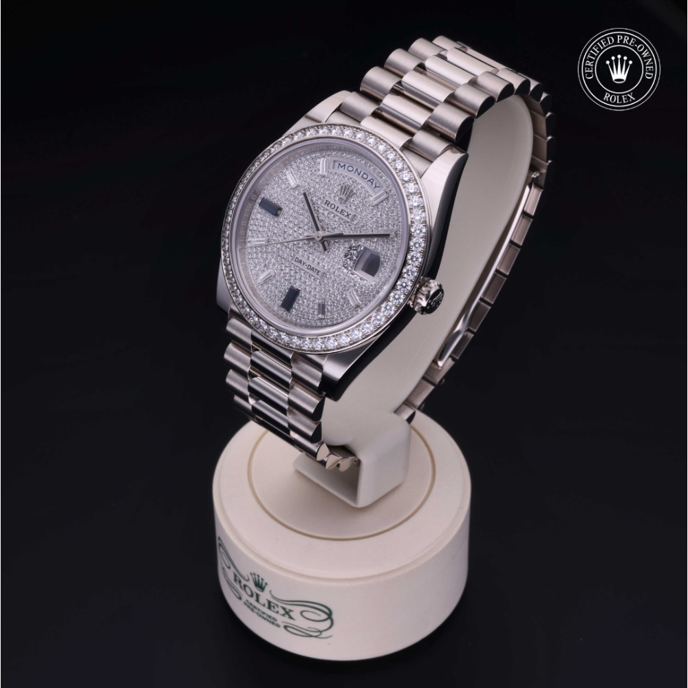 Rolex Certified Pre-Owned Oyster Perpetual 40 in Gold 18 Carat White, 228349RBR | Verga 1947