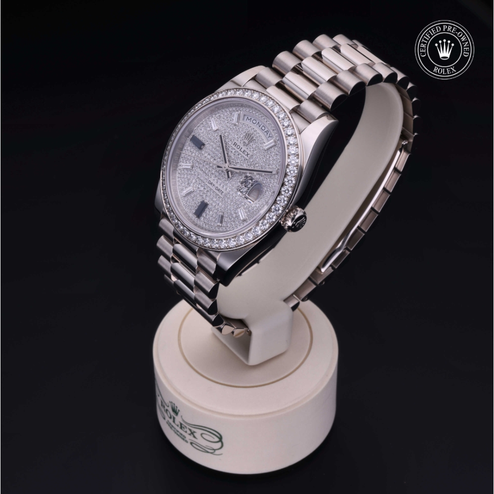 Rolex Certified Pre-Owned Oyster Perpetual 40 in Gold 18 Carat White, 228349RBR | Verga 1947