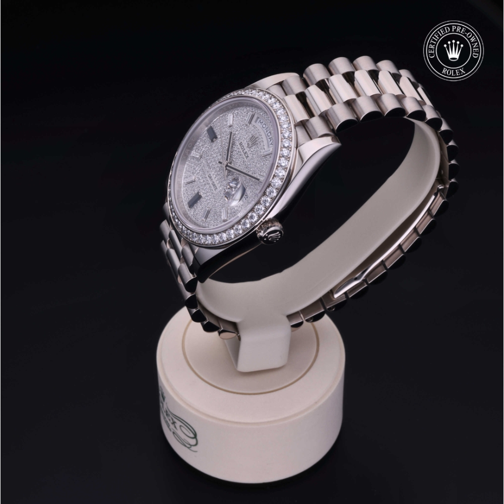 Rolex Certified Pre-Owned Oyster Perpetual 40 in Gold 18 Carat White, 228349RBR | Verga 1947