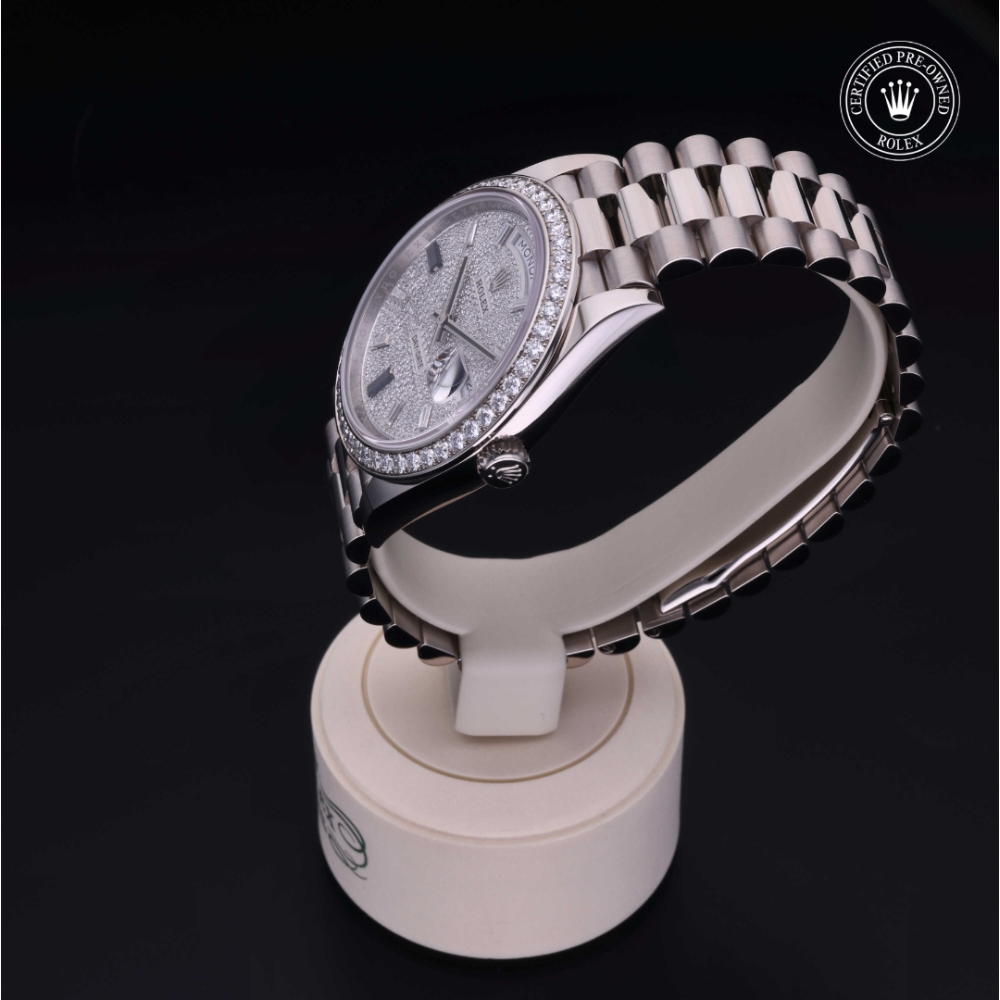 Rolex Certified Pre-Owned Oyster Perpetual 40 in Gold 18 Carat White, 228349RBR | Verga 1947