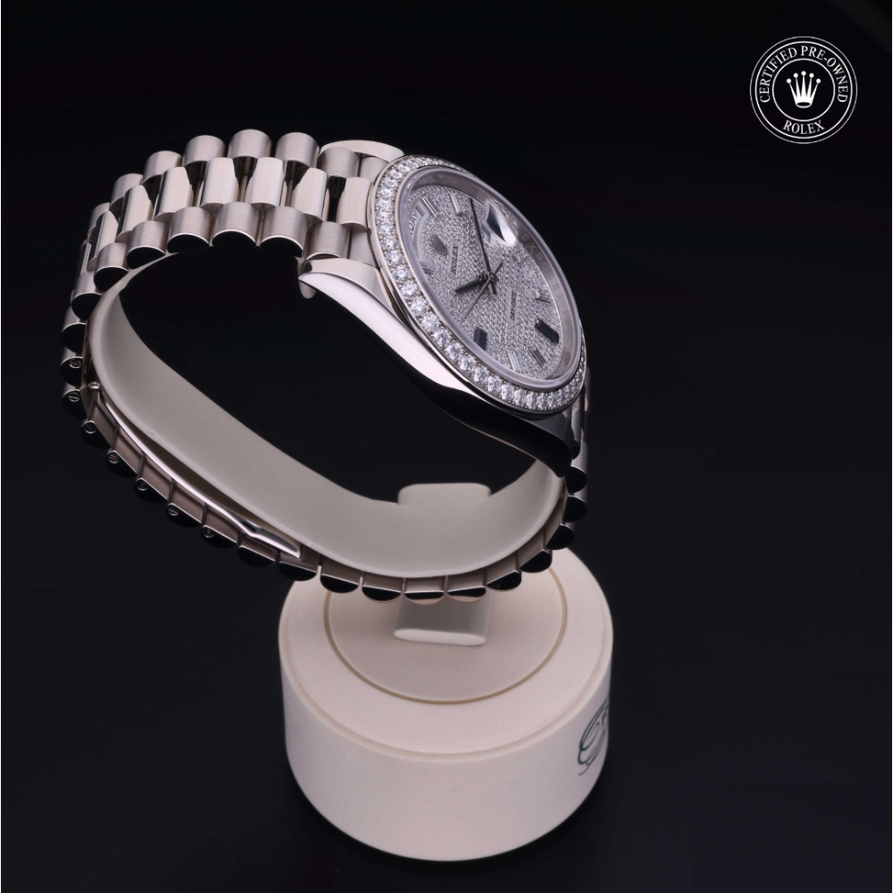 Rolex Certified Pre-Owned Oyster Perpetual 40 in Gold 18 Carat White, 228349RBR | Verga 1947