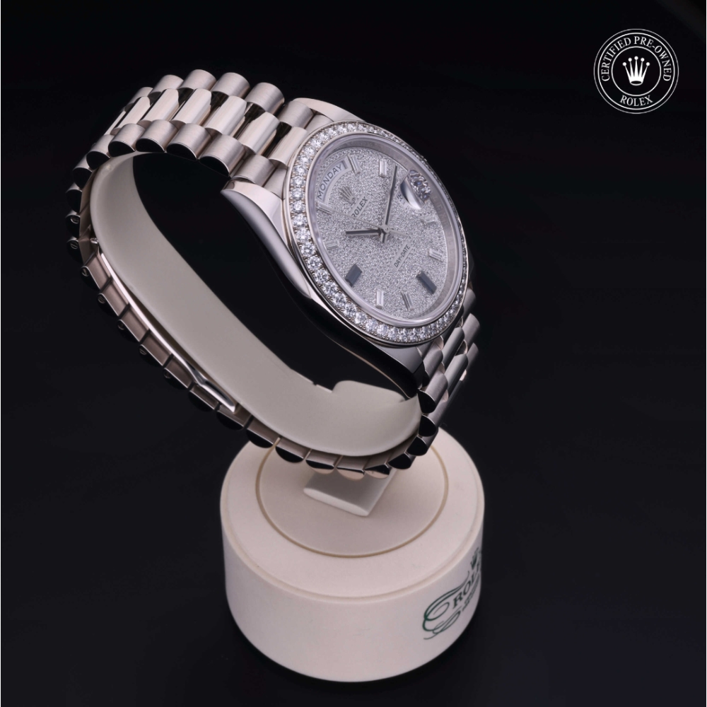 Rolex Certified Pre-Owned Oyster Perpetual 40 in Gold 18 Carat White, 228349RBR | Verga 1947