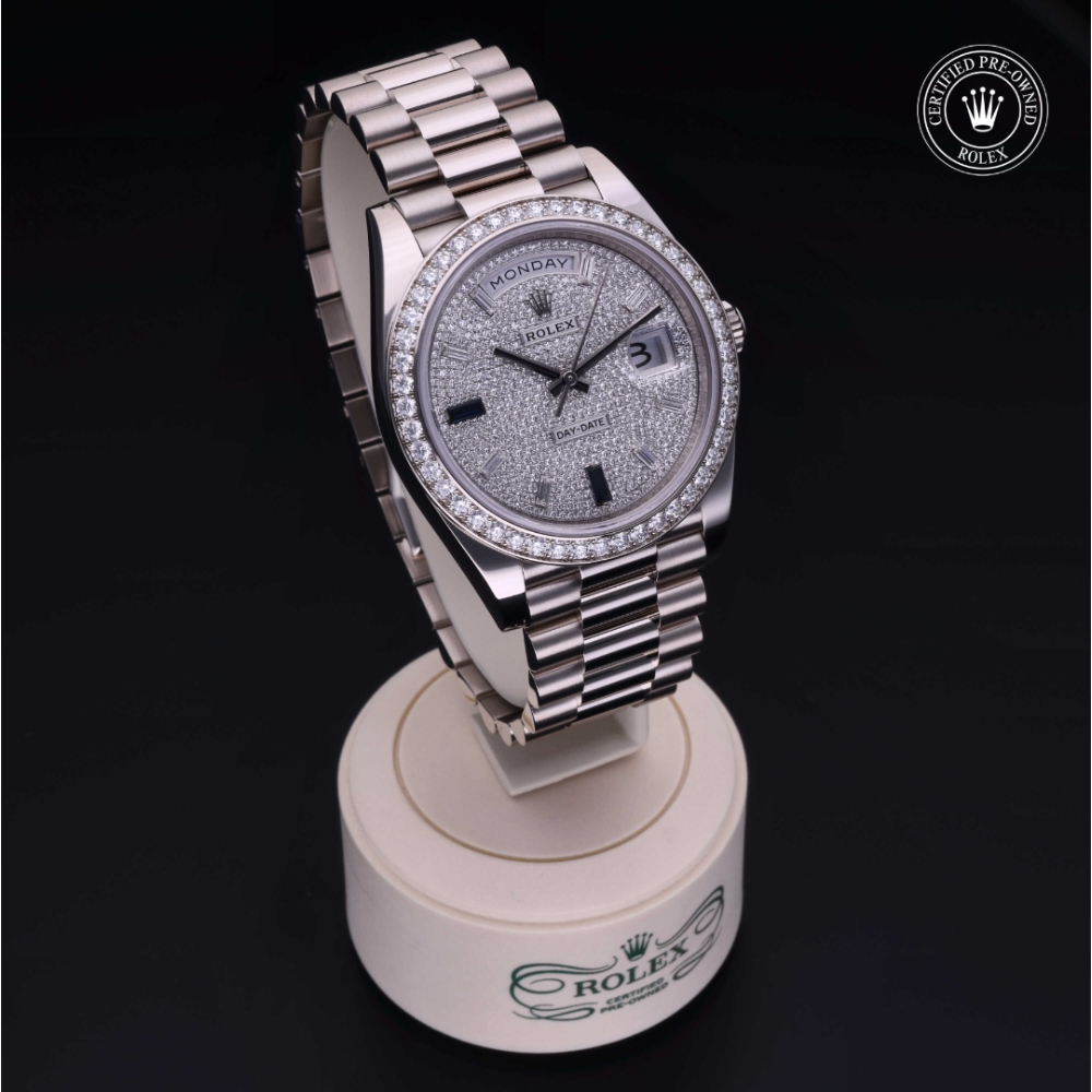 Rolex Certified Pre-Owned Oyster Perpetual 40 in Gold 18 Carat White, 228349RBR | Verga 1947