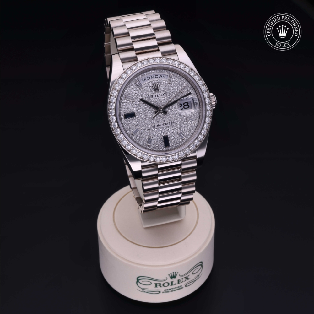 Rolex Certified Pre-Owned Oyster Perpetual 40 in Gold 18 Carat White, 228349RBR | Verga 1947