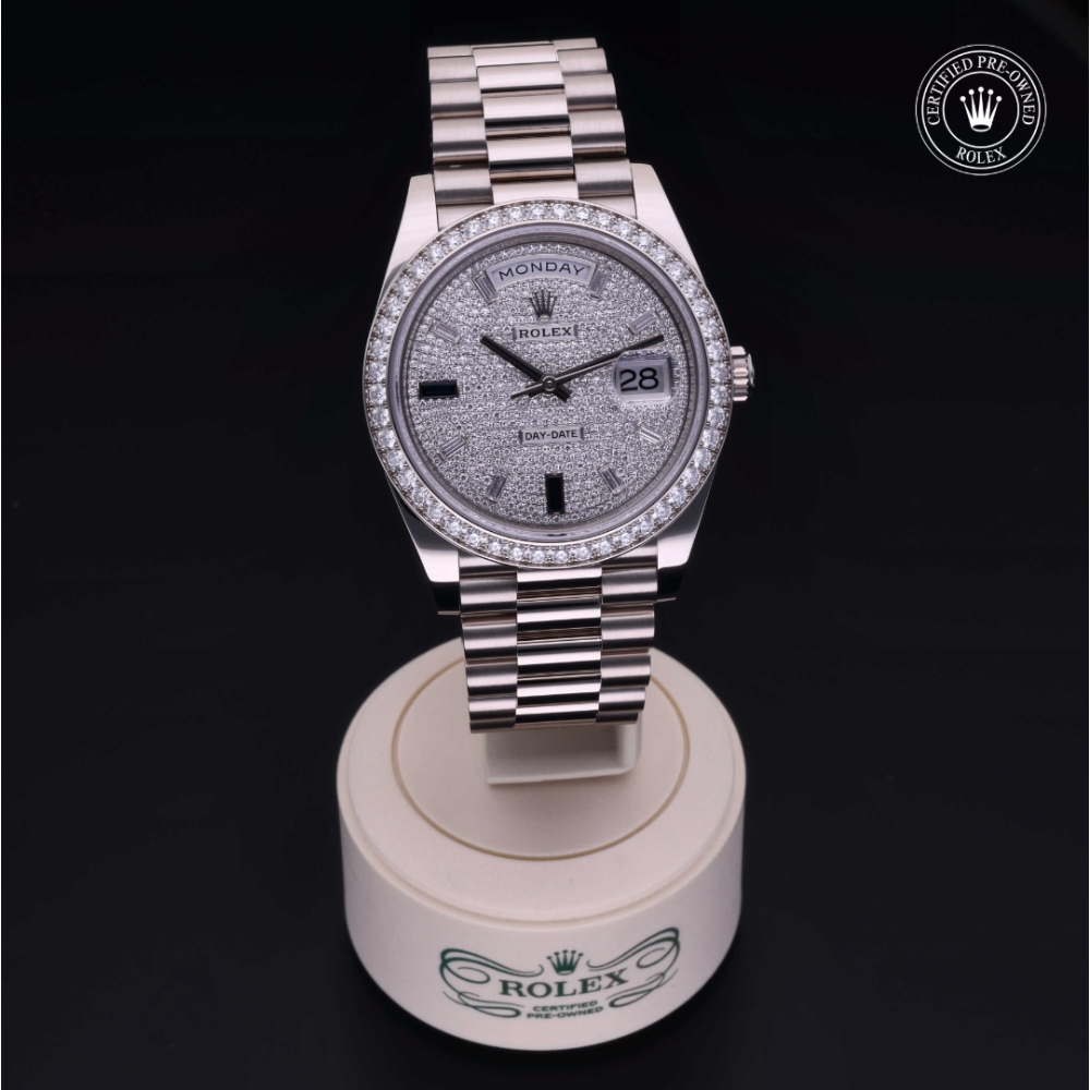 Rolex Certified Pre-Owned Oyster Perpetual 40 in Gold 18 Carat White, 228349RBR | Verga 1947